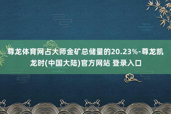 尊龙体育网占大师金矿总储量的20.23%-尊龙凯龙时(中国大陆)官方网站 登录入口