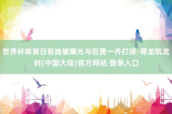世界杯体育日前她被曝光与巨贾一齐打球-尊龙凯龙时(中国大陆)官方网站 登录入口