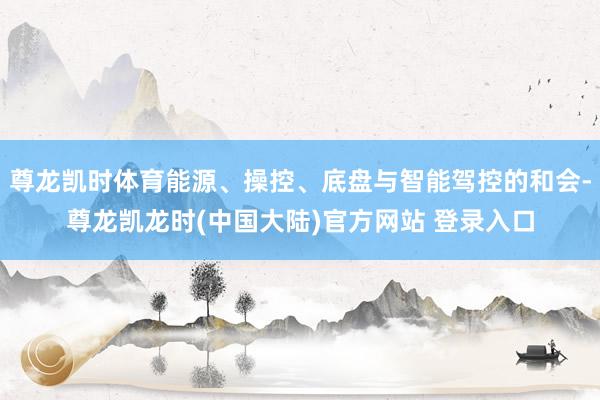 尊龙凯时体育能源、操控、底盘与智能驾控的和会-尊龙凯龙时(中国大陆)官方网站 登录入口