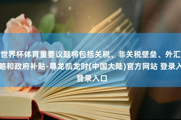 世界杯体育重要议题将包括关税、非关税壁垒、外汇策略和政府补贴-尊龙凯龙时(中国大陆)官方网站 登录入口
