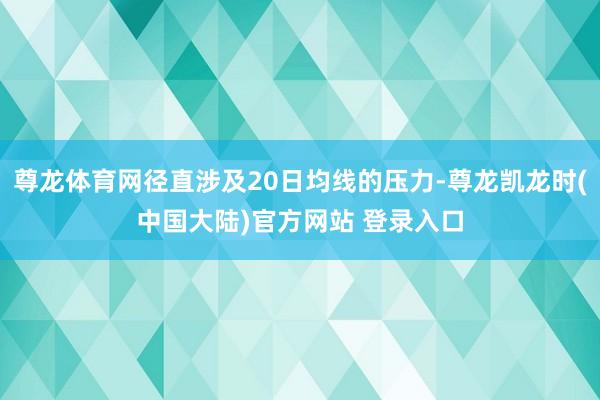 尊龙体育网径直涉及20日均线的压力-尊龙凯龙时(中国大陆)官方网站 登录入口