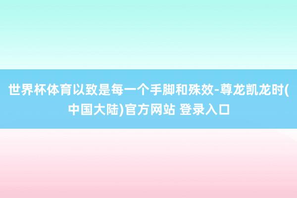 世界杯体育以致是每一个手脚和殊效-尊龙凯龙时(中国大陆)官方网站 登录入口