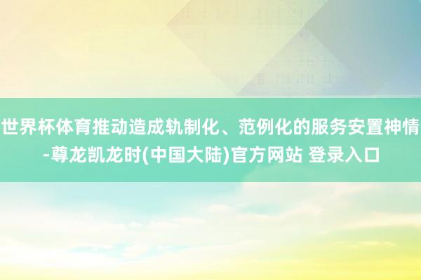 世界杯体育推动造成轨制化、范例化的服务安置神情-尊龙凯龙时(中国大陆)官方网站 登录入口
