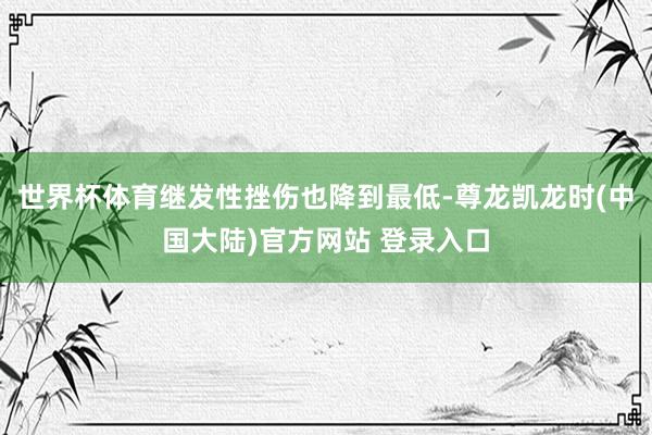 世界杯体育继发性挫伤也降到最低-尊龙凯龙时(中国大陆)官方网站 登录入口